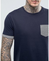 dunkelblaues T-shirt mit geometrischem Muster von Brave Soul