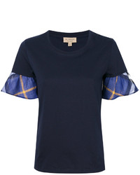dunkelblaues T-shirt mit Schottenmuster von Burberry