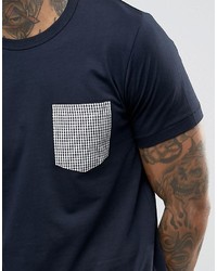 dunkelblaues T-shirt mit Vichy-Muster von French Connection