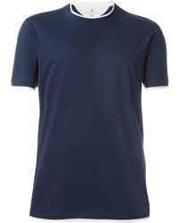 dunkelblaues T-shirt von Brunello Cucinelli