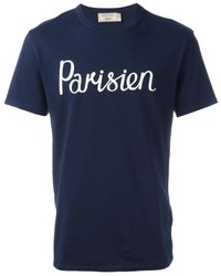 dunkelblaues T-shirt von MAISON KITSUNÉ