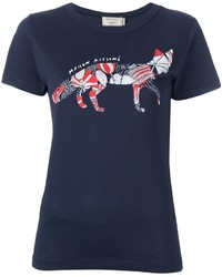 dunkelblaues T-shirt von MAISON KITSUNE