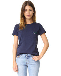 dunkelblaues T-shirt von MAISON KITSUNE
