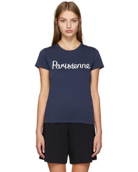 dunkelblaues T-shirt von MAISON KITSUNE