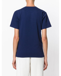 dunkelblaues T-shirt von Victoria Beckham