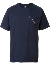 dunkelblaues T-shirt von Stussy