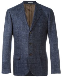 dunkelblaues Tweed Sakko mit Karomuster von Brunello Cucinelli
