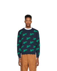dunkelblaues und grünes bedrucktes Sweatshirt von Kenzo