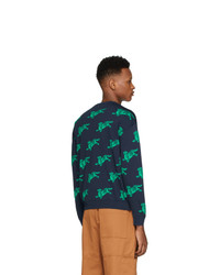 dunkelblaues und grünes bedrucktes Sweatshirt von Kenzo