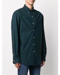 dunkelblaues und grünes Langarmhemd mit Schottenmuster von Polo Ralph Lauren