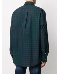 dunkelblaues und grünes Langarmhemd mit Schottenmuster von Polo Ralph Lauren