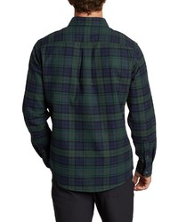 dunkelblaues und grünes Langarmhemd mit Schottenmuster von Eddie Bauer