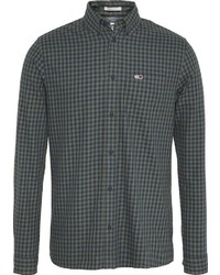 dunkelblaues und grünes Langarmhemd mit Vichy-Muster von Tommy Jeans