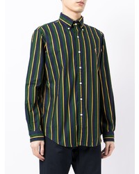 dunkelblaues und grünes vertikal gestreiftes Langarmhemd von Polo Ralph Lauren