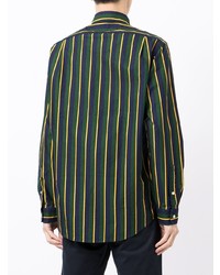 dunkelblaues und grünes vertikal gestreiftes Langarmhemd von Polo Ralph Lauren