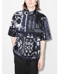 dunkelblaues und weißes bedrucktes Kurzarmhemd von Givenchy