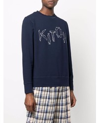 dunkelblaues und weißes bedrucktes Sweatshirt von Kiton