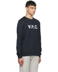 dunkelblaues und weißes bedrucktes Sweatshirt von A.P.C.