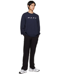dunkelblaues und weißes bedrucktes Sweatshirt von MAAP