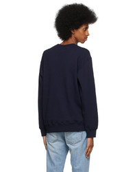 dunkelblaues und weißes bedrucktes Sweatshirt von Brunello Cucinelli