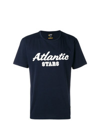 dunkelblaues und weißes bedrucktes T-Shirt mit einem Rundhalsausschnitt von atlantic stars