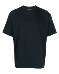 dunkelblaues und weißes bedrucktes T-Shirt mit einem Rundhalsausschnitt von Balenciaga