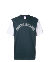 dunkelblaues und weißes bedrucktes T-Shirt mit einem Rundhalsausschnitt von Champion