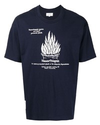 dunkelblaues und weißes bedrucktes T-Shirt mit einem Rundhalsausschnitt von Chocoolate