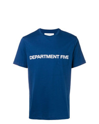 dunkelblaues und weißes bedrucktes T-Shirt mit einem Rundhalsausschnitt von Department 5