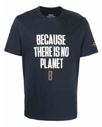 dunkelblaues und weißes bedrucktes T-Shirt mit einem Rundhalsausschnitt von ECOALF