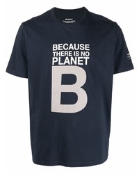 dunkelblaues und weißes bedrucktes T-Shirt mit einem Rundhalsausschnitt von ECOALF