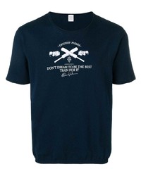 dunkelblaues und weißes bedrucktes T-Shirt mit einem Rundhalsausschnitt von Eleventy