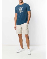 dunkelblaues und weißes bedrucktes T-Shirt mit einem Rundhalsausschnitt von Polo Ralph Lauren