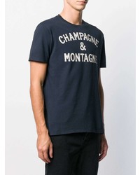 dunkelblaues und weißes bedrucktes T-Shirt mit einem Rundhalsausschnitt von MC2 Saint Barth