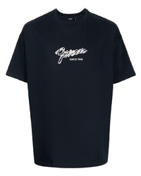 dunkelblaues und weißes bedrucktes T-Shirt mit einem Rundhalsausschnitt von FIVE CM