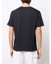 dunkelblaues und weißes bedrucktes T-Shirt mit einem Rundhalsausschnitt von Missoni