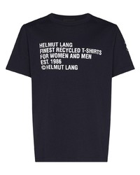 dunkelblaues und weißes bedrucktes T-Shirt mit einem Rundhalsausschnitt von Helmut Lang