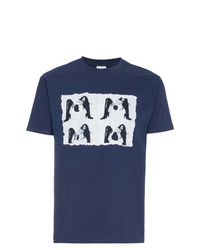 dunkelblaues und weißes bedrucktes T-Shirt mit einem Rundhalsausschnitt von Just A T-Shirt