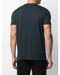 dunkelblaues und weißes bedrucktes T-Shirt mit einem Rundhalsausschnitt von Armani Exchange