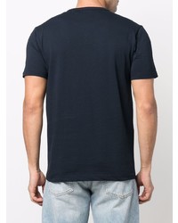 dunkelblaues und weißes bedrucktes T-Shirt mit einem Rundhalsausschnitt von Belstaff