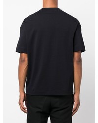 dunkelblaues und weißes bedrucktes T-Shirt mit einem Rundhalsausschnitt von Emporio Armani