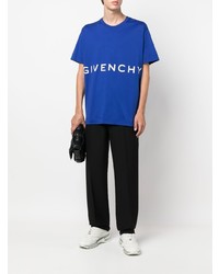 dunkelblaues und weißes bedrucktes T-Shirt mit einem Rundhalsausschnitt von Givenchy