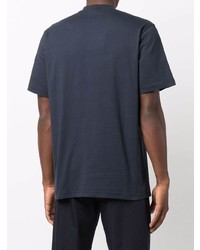 dunkelblaues und weißes bedrucktes T-Shirt mit einem Rundhalsausschnitt von Sunnei