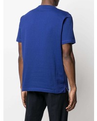 dunkelblaues und weißes bedrucktes T-Shirt mit einem Rundhalsausschnitt von PS Paul Smith
