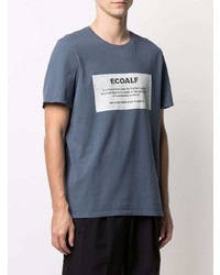 dunkelblaues und weißes bedrucktes T-Shirt mit einem Rundhalsausschnitt von ECOALF