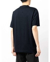 dunkelblaues und weißes bedrucktes T-Shirt mit einem Rundhalsausschnitt von Ermenegildo Zegna