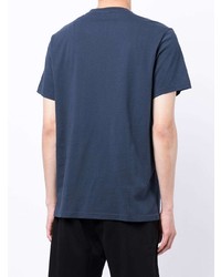 dunkelblaues und weißes bedrucktes T-Shirt mit einem Rundhalsausschnitt von BOSS