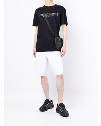 dunkelblaues und weißes bedrucktes T-Shirt mit einem Rundhalsausschnitt von Armani Exchange