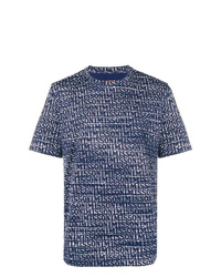 dunkelblaues und weißes bedrucktes T-Shirt mit einem Rundhalsausschnitt von Missoni