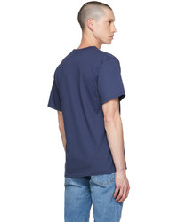 dunkelblaues und weißes bedrucktes T-Shirt mit einem Rundhalsausschnitt von Cowgirl Blue Co